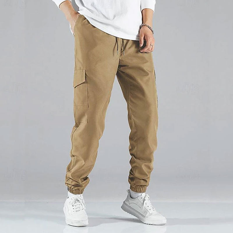 Men's Cargo Pants with Elastic Waistband and Multifunctional Pockets Lune London