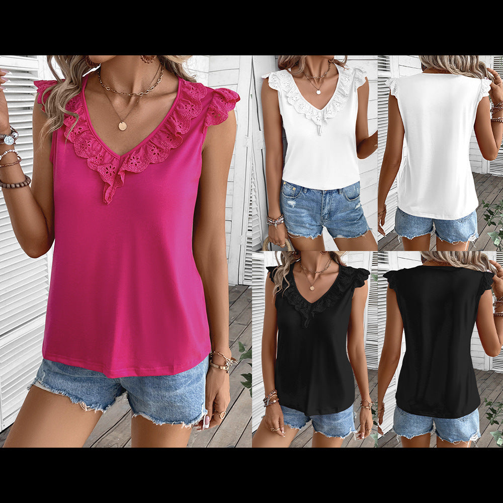 Sleeveless tank top for women with lace Lune London