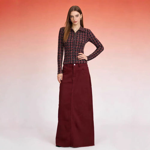 Ladies maxi skirt in modern cut with fringed details Lune London