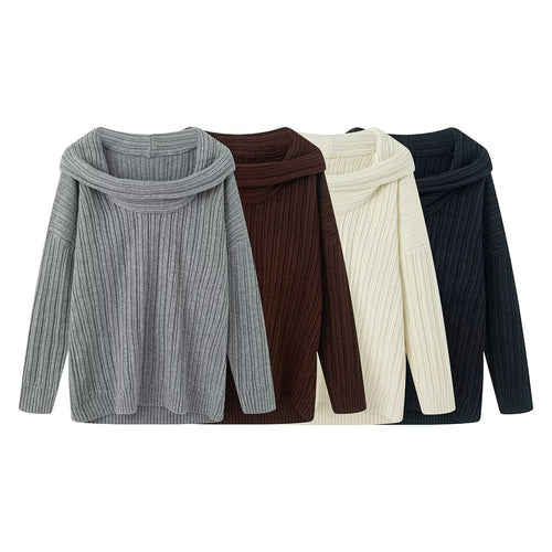 Casual knit pullover for women with a wide turtleneck and a ribbed structure Lune London