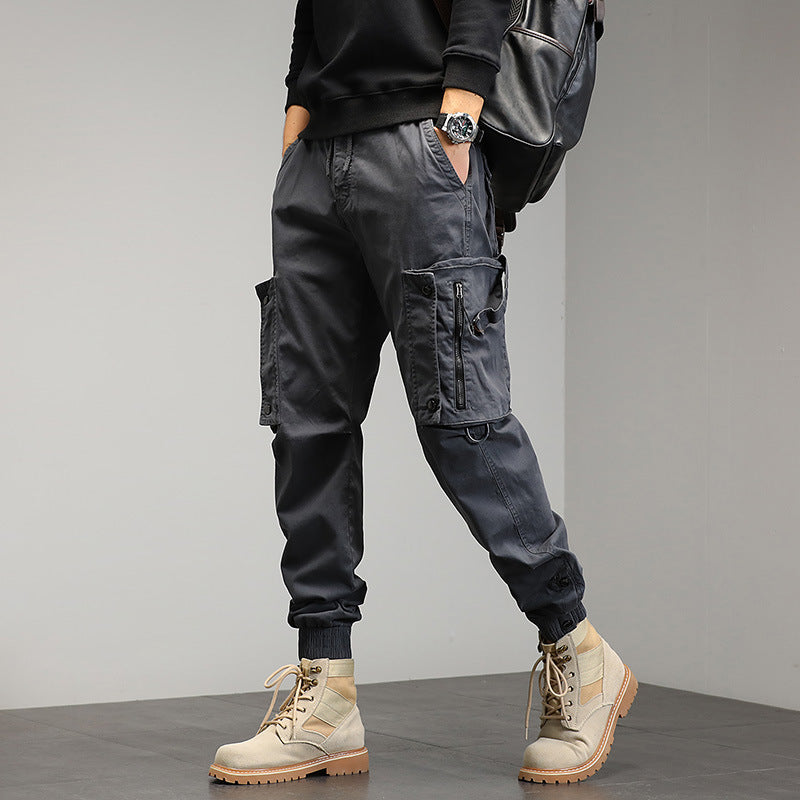 Men's cargo pants with stylish zip pockets and elastic waistband Lune London