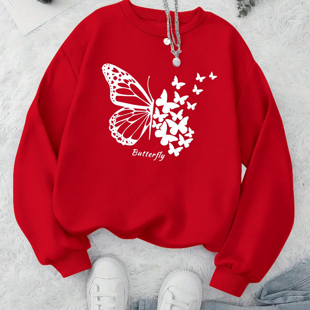 Sweatshirt femme avec motif papillon créatif et coupe décontractée Chic & Stil