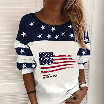 Ladies casual sweatshirt with star design and flag pattern Lune London