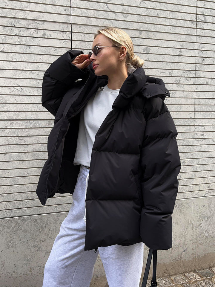 Fashion parka for women with electric hood insert and elastic waist Lune London