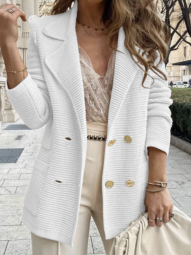 Wool blazer for women with double-breasted buttons and structured design Lune London