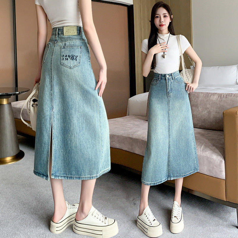 Jupe maxi en denim pour femmes avec fente latérale Chic & Stil