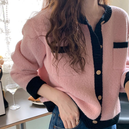 Ladies fashionable knit jacket with contrasting details Lune London