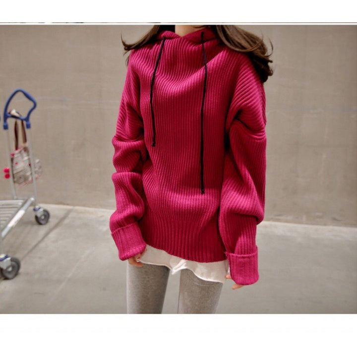 Femme Pull Tricot Oversize avec Capuche Chic & Stil