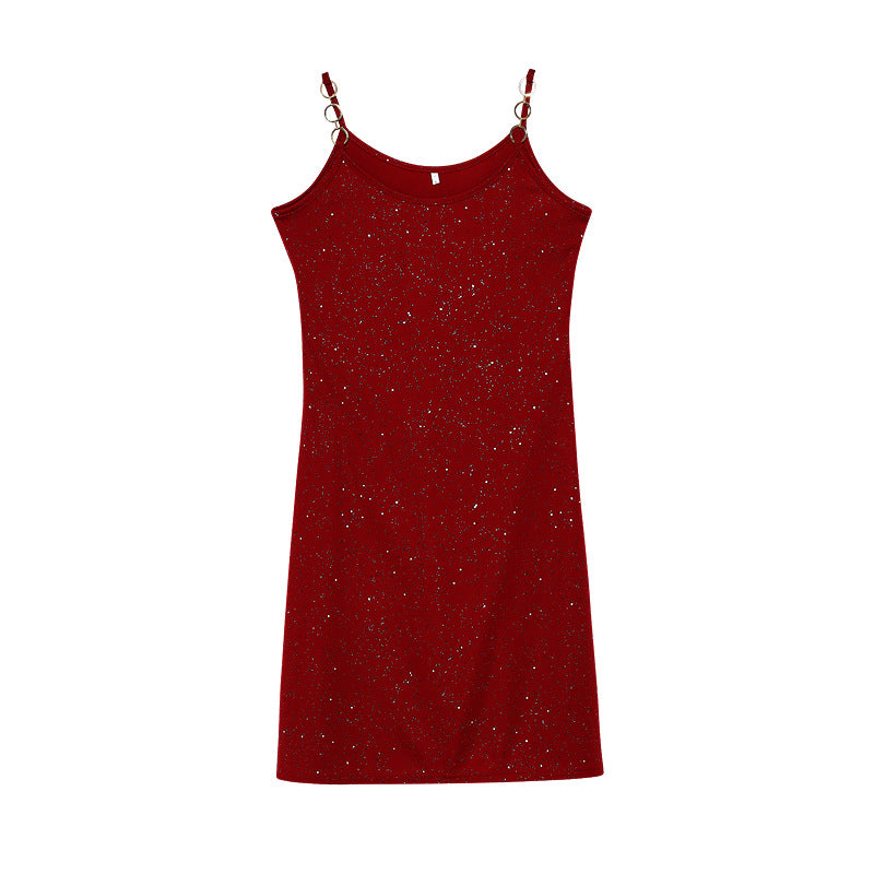Shimmering mini dress for women with adjustable straps Lune London