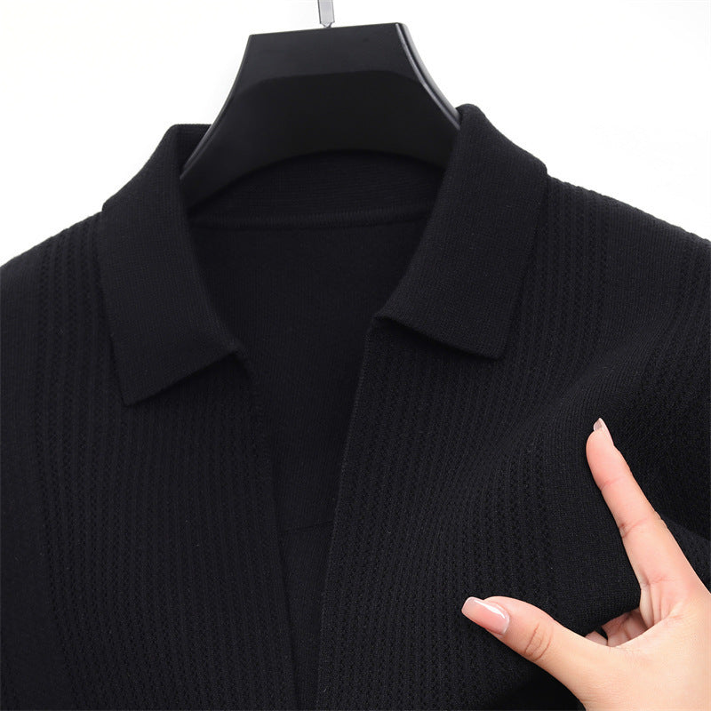 Lady cardigan with modern honeycomb pattern and fine collar Lune London