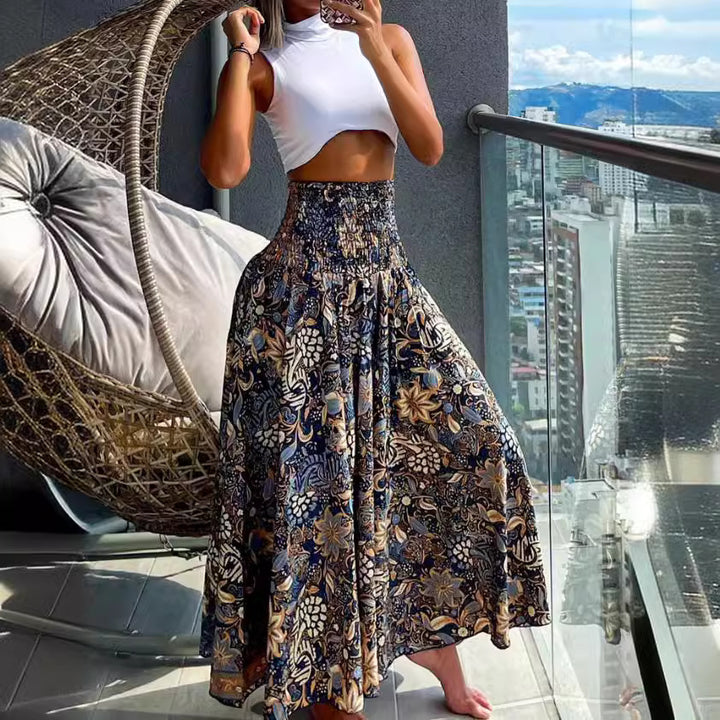 Ladies tropical print wide pants Lune London