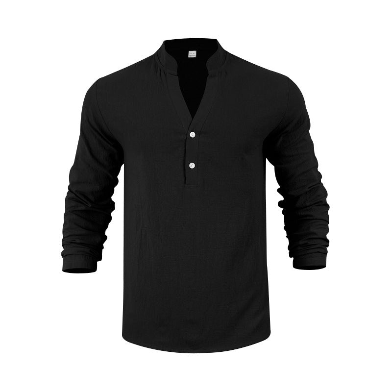 Trendy long sleeve Henley shirt for men with textured design Lune London