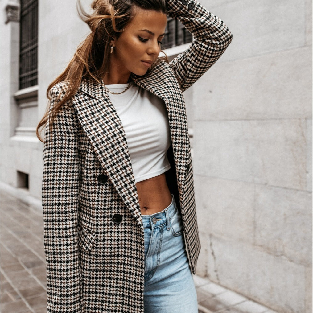 Ladies Elegant Checked Blazer Lune London