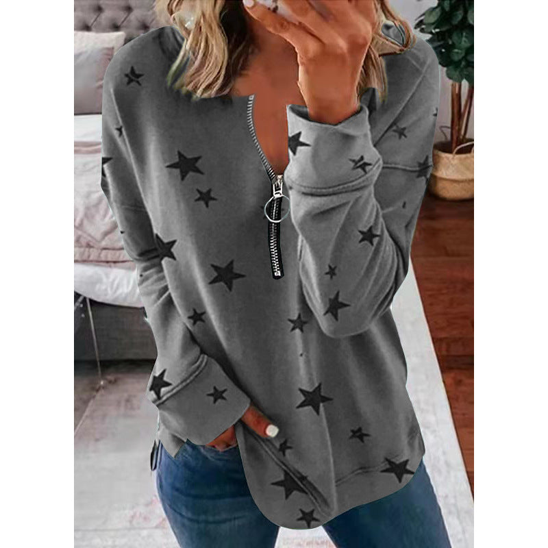 Women's hoodie with zip and star pattern Lune London