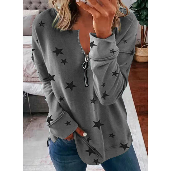Women's hoodie with zip and star pattern Lune London