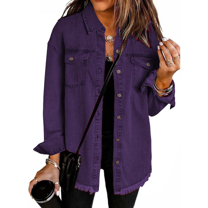 Casual denim shirt for women with frayed edges and convenient chest pockets Lune London