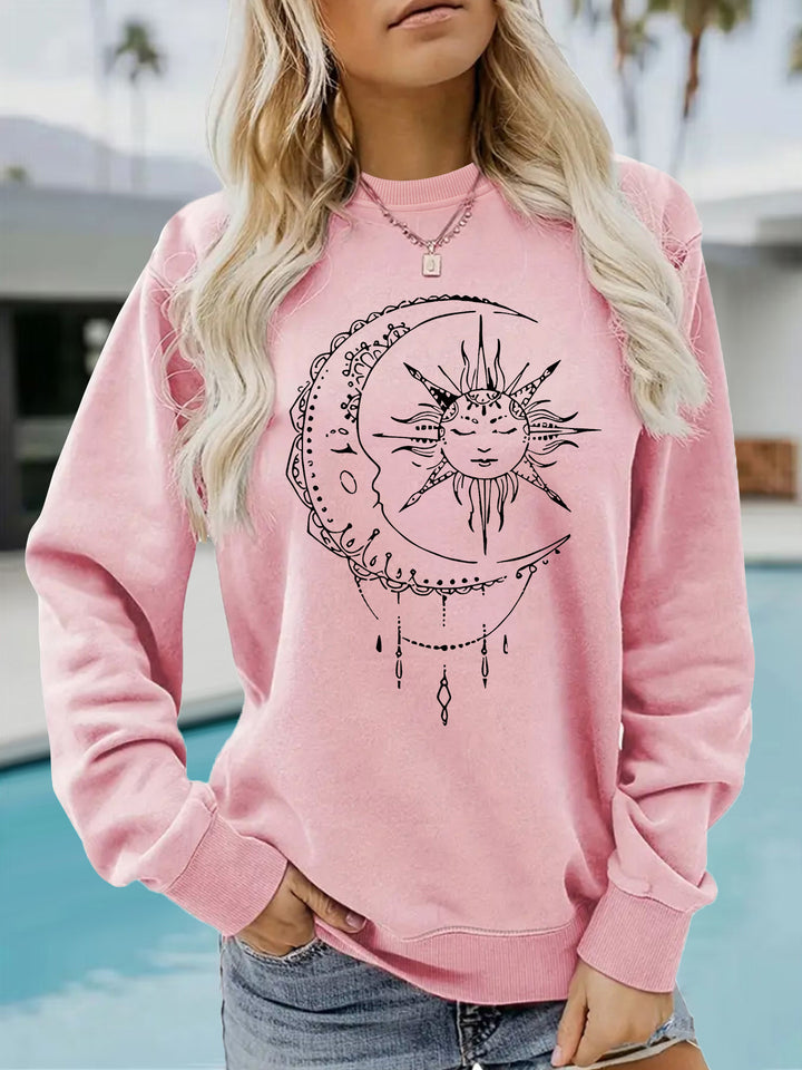 Sweatshirt pour femmes avec un design artistique de soleil et de lune Chic & Stil