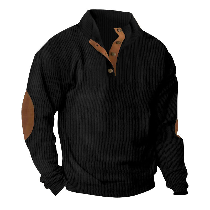 High-end knitwear for men with button placket and trendy leather applications Lune London