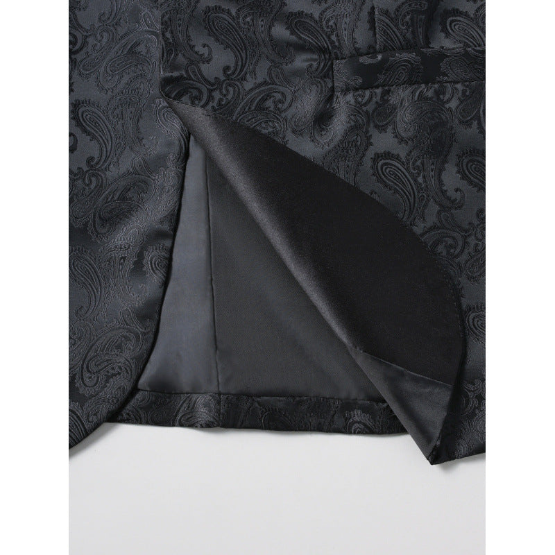 Luxury satin tuxedo blazer for men with floral jacquard pattern Lune London