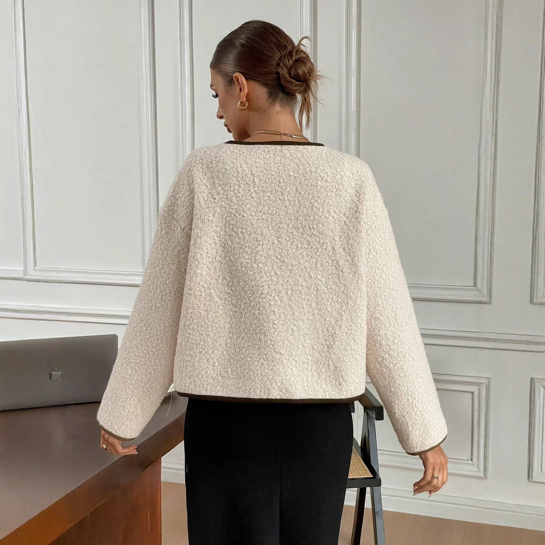 Comfortable fleece jacket for women with decorative laces and practical pockets Lune London