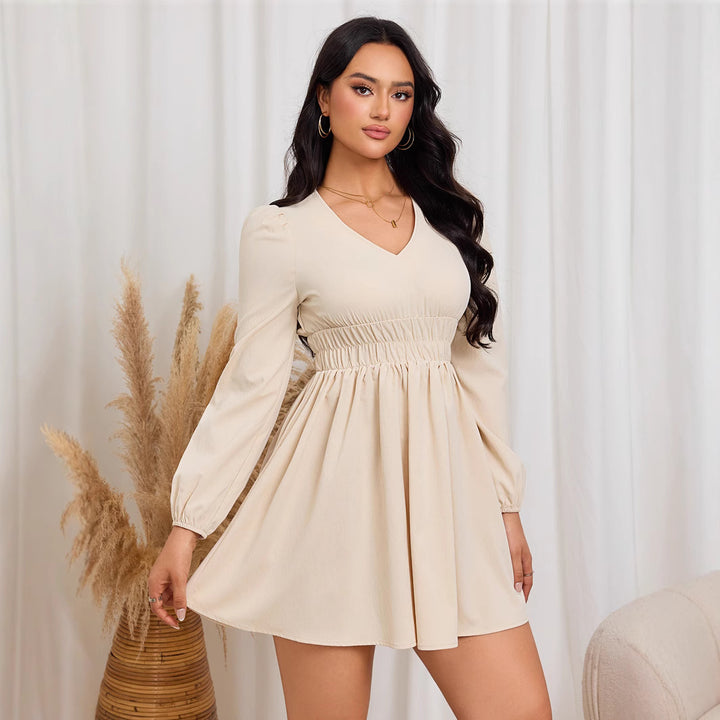 Robe midi décontractée pour femme avec taille lisse et élégantes manches bouffantes Chic & Stil