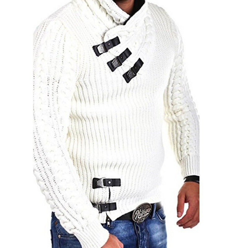 Stylish knitted sweater for men with asymmetric collar Lune London