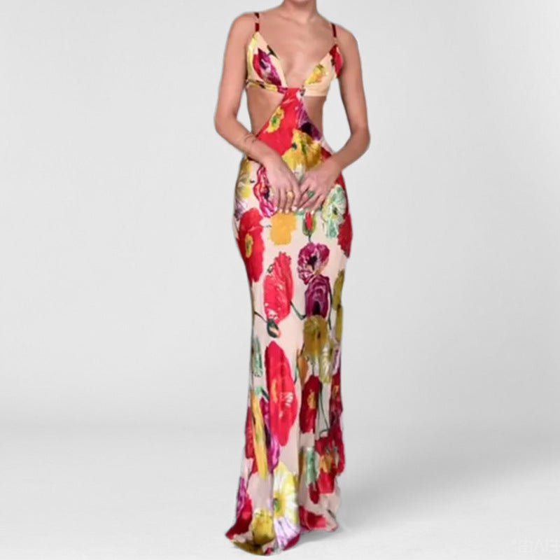 Robe Maxi Élégante Femme avec Découpe Florale et Design Découpé Chic & Stil