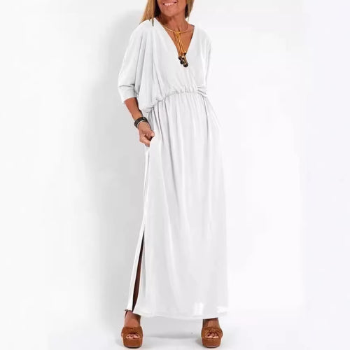 Robe maxi élégante pour femmes avec fente latérale et ceinture flexible Chic & Stil