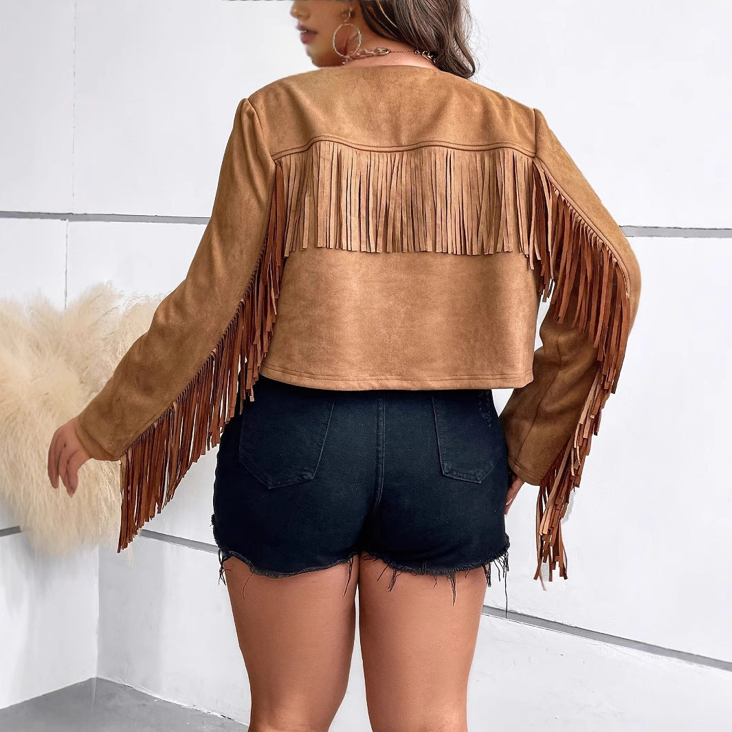 Fringe Jacket for Women in Synthetic Suede Lune London