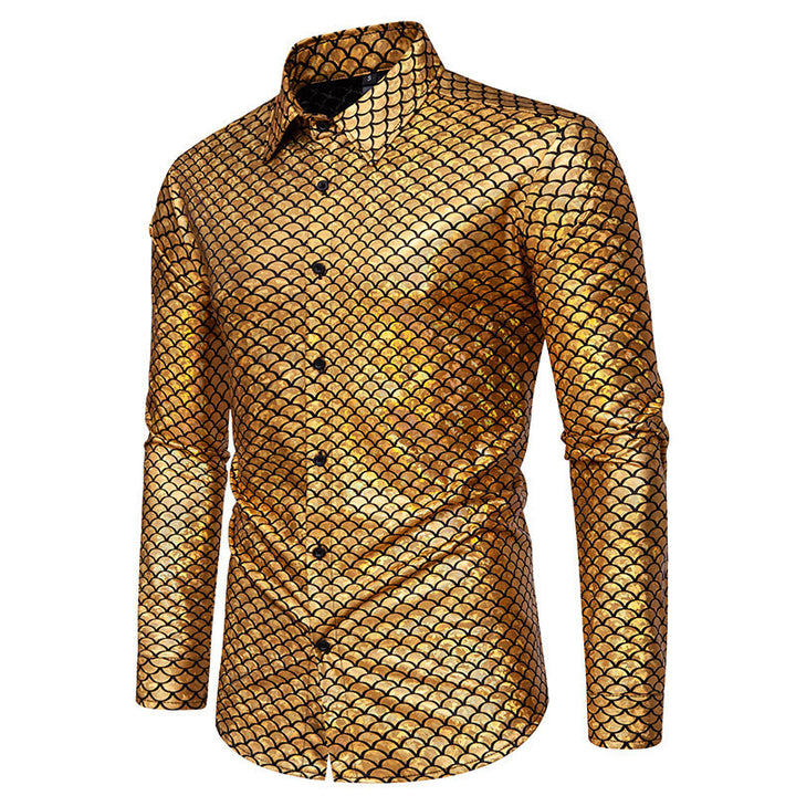 Shiny long sleeve shirt for men with fish scale design Lune London