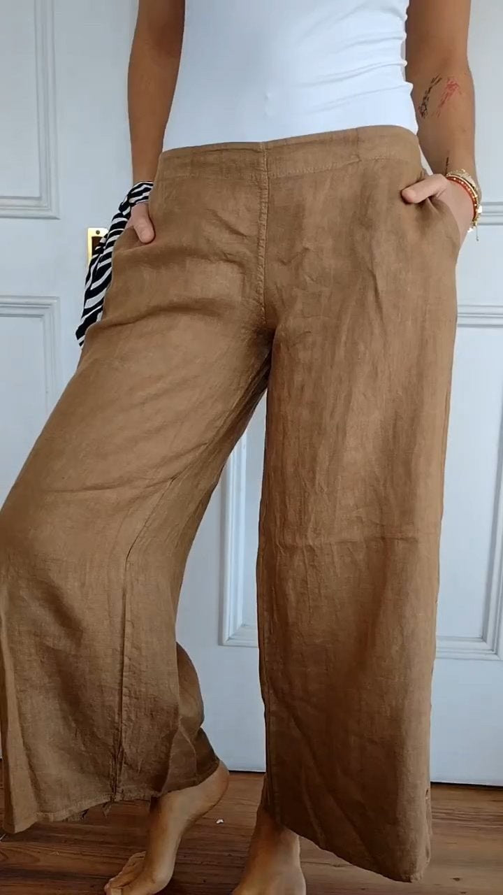 Lune London breathable wide linen pants for ladies