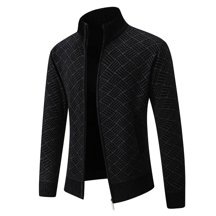 Men's knit jacket with modern plaid pattern Lune London