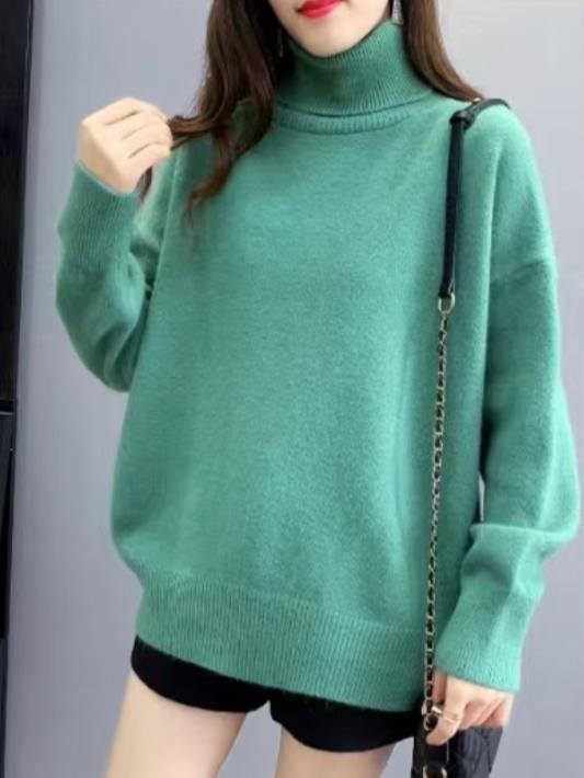 Women Oversized High Neck Sweater with Puffed Sleeves Lune London