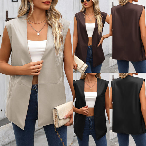 Ladies Long-Style Vests Fashionable in Faux Leather Lune London