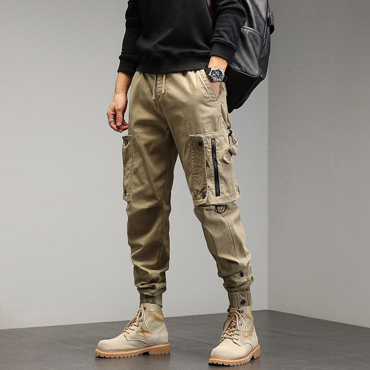 Men's cargo pants with stylish zip pockets and elastic waistband Lune London