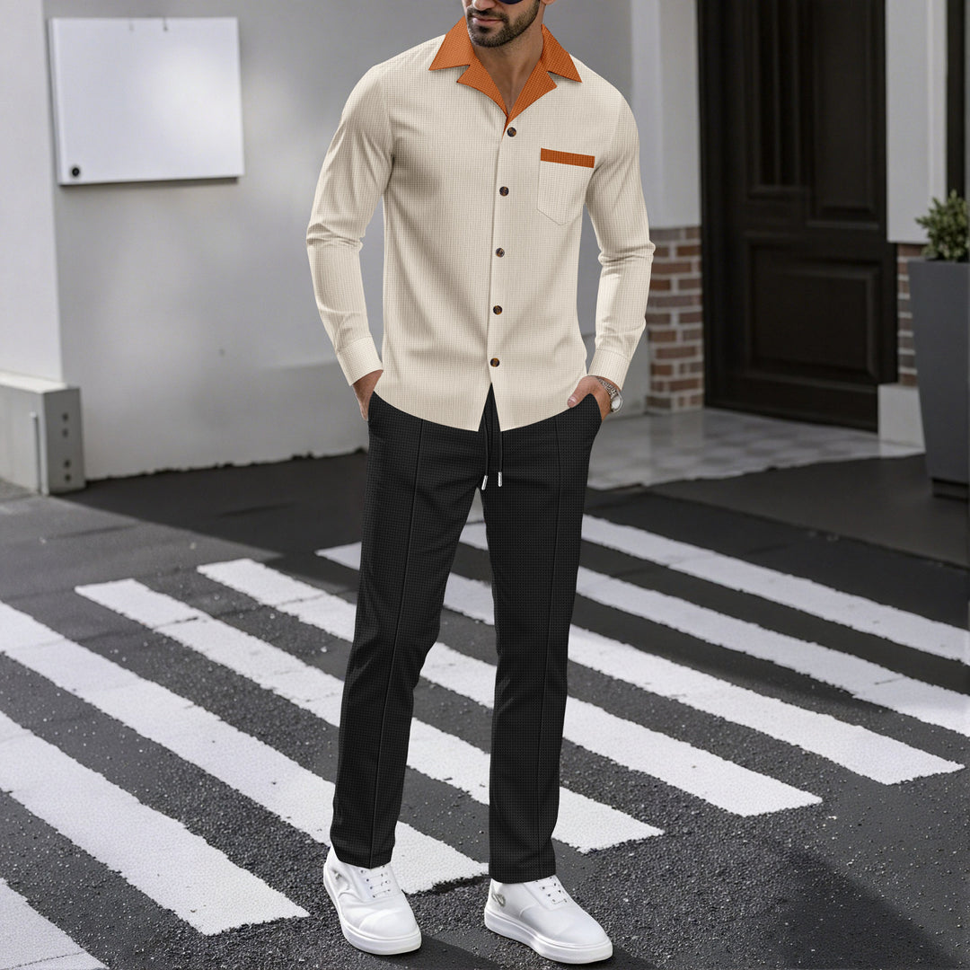 Luxury shirt for men with structured design featuring a contrast collar and practical chest pocket Lune London