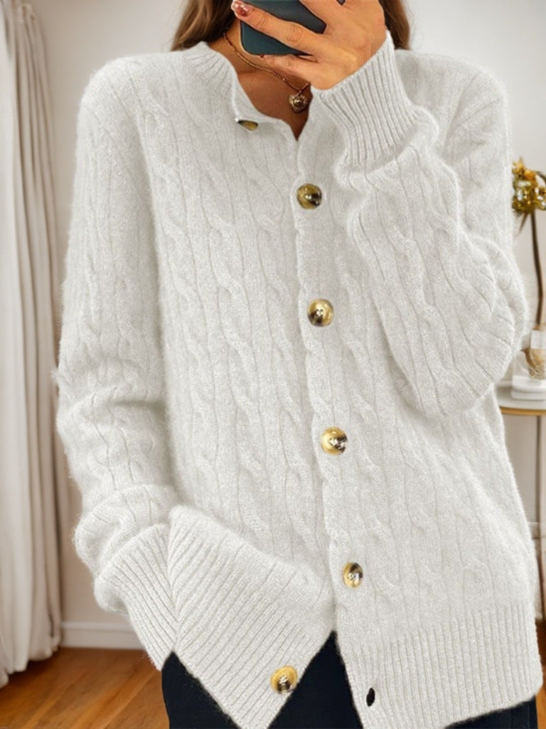 Cashmere jacket for women with button closure and structured twisted pattern Lune London