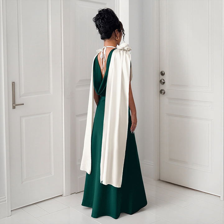 Elegant Maxi Dress for Women with Chic Draped Sleeves and Style