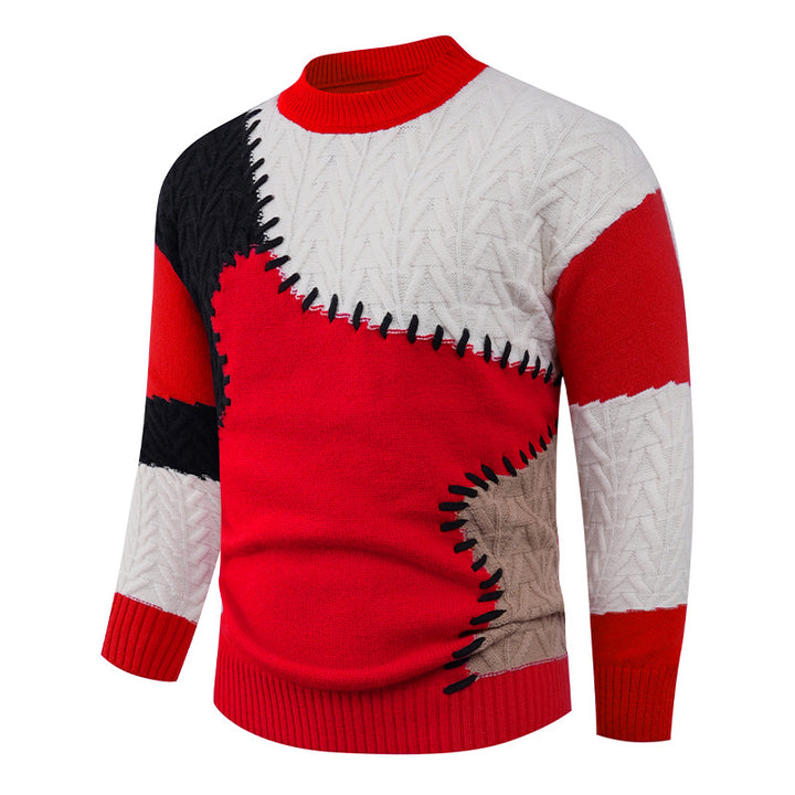 Fashionable knit sweater for men with a creative patchwork design Lune London