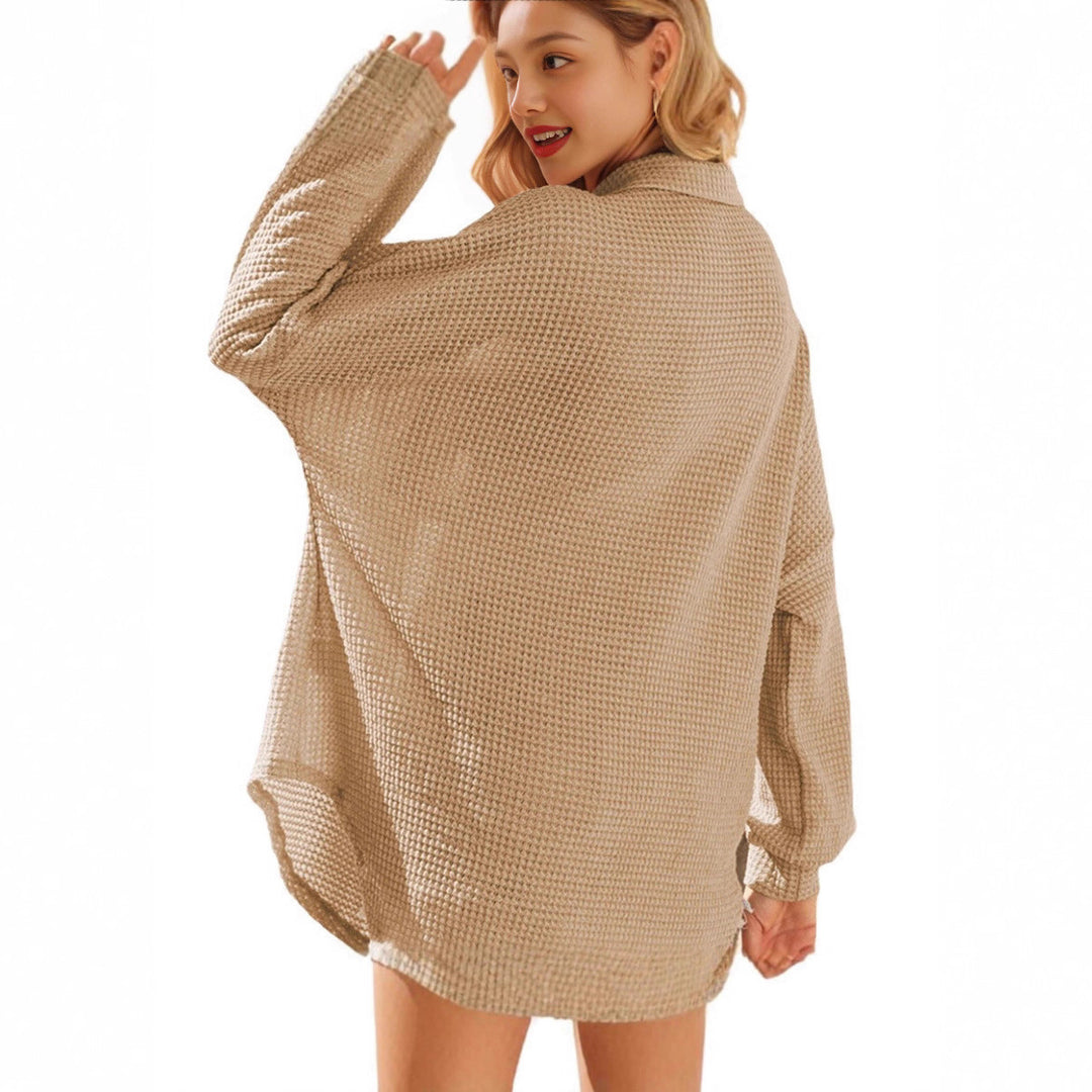 Veste chemise ample décontractée pour femmes en motif gaufré Chic & Stil