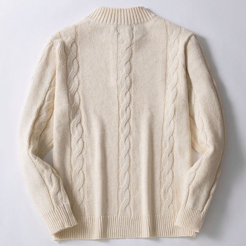 Men's knitted pullover with a modern weave pattern and a practical high collar Lune London