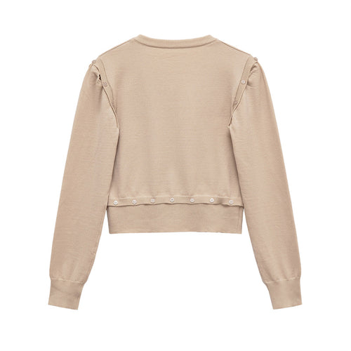 Knit sweater for women with V-neck and decorative buttons Lune London