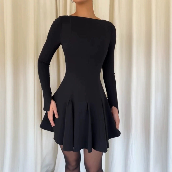 Women's dress with flared skirt and elegant long sleeves Lune London
