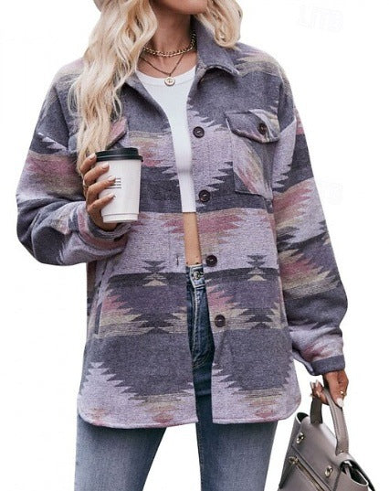 Oversized blouse jacket for women with decorative pattern Lune London