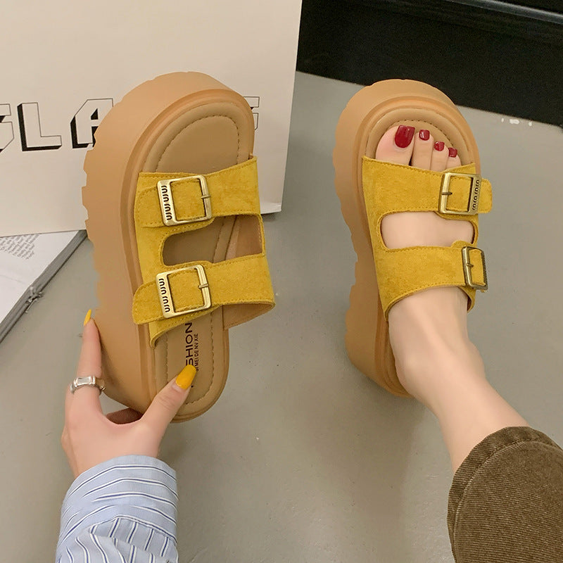 Women's platform sandals with double strap design and non-slip sole Lune London