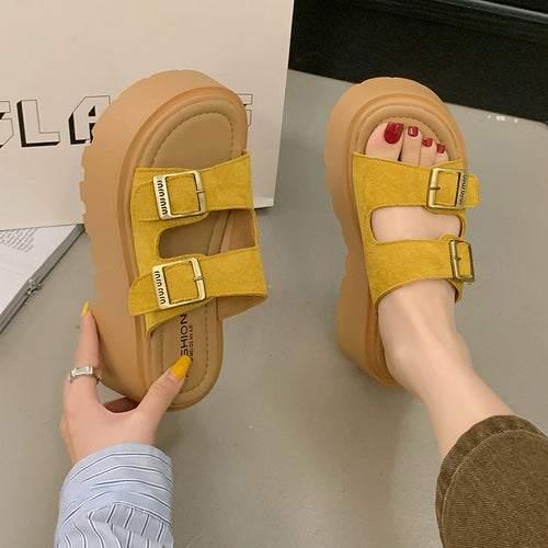 Women's platform sandals with double strap design and non-slip sole Lune London