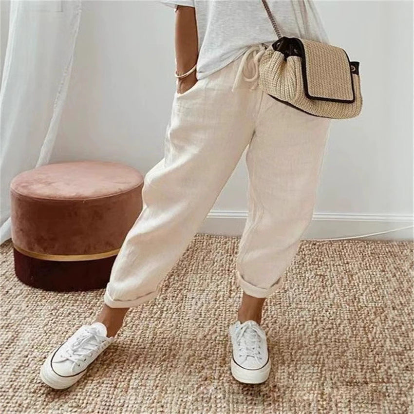 Casual and comfortable chino pants for women with elastic waistband Lune London