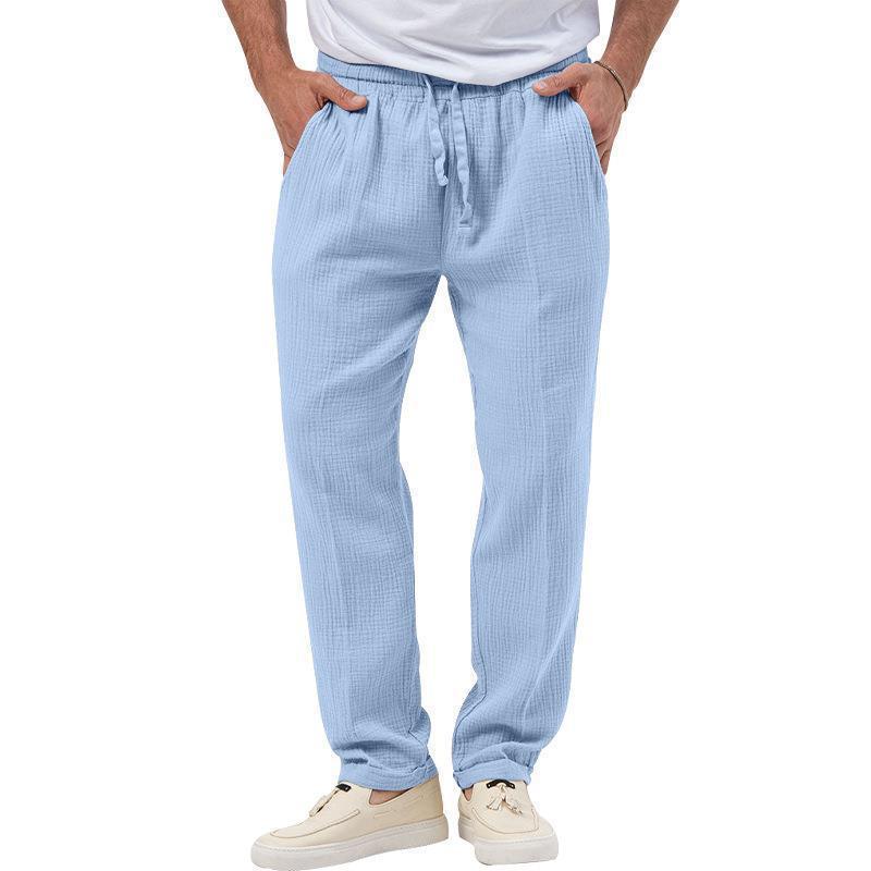 Casual linen pants for men with elastic waistband and practical side pockets Lune London
