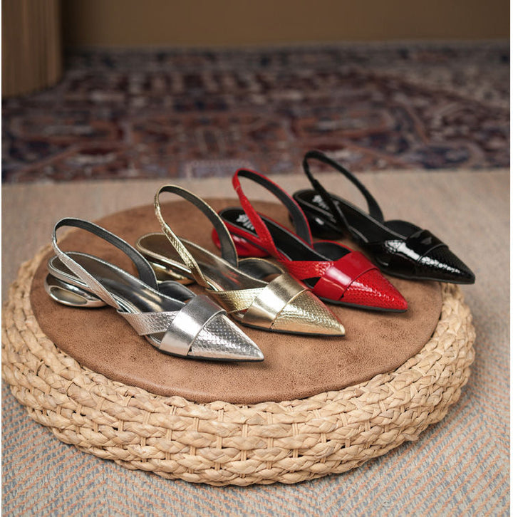 Women Elegant Slingback Heels with Chic Metallic Accents Lune London