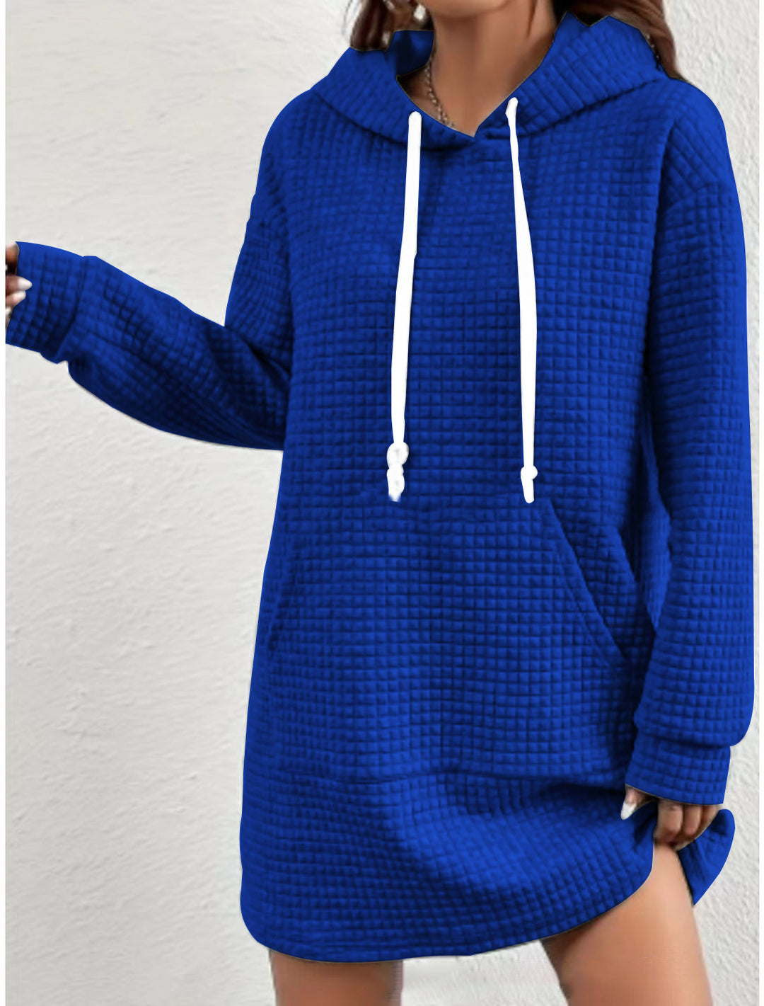 Plus size hooded dress for women with textured surface Lune London